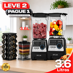 Liquidificador Multiuso MegaMix Com 2 Jarras de Vidro + BRINDE: Porta Tempero Giratório 20 Potes de Vidro  - LEVE 2 PAGUE 1